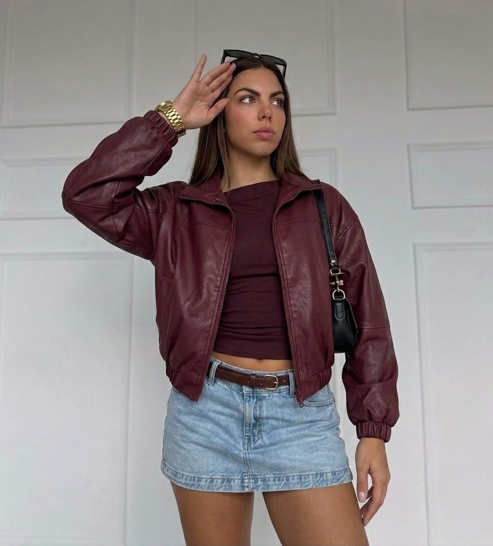 CASACA BOMBER CROP JUVENIL OVERSIZE - 1