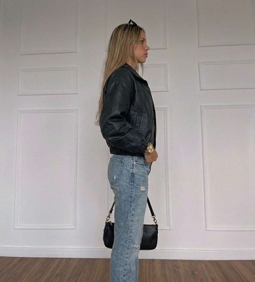 CASACA BOMBER CROP JUVENIL OVERSIZE - 2