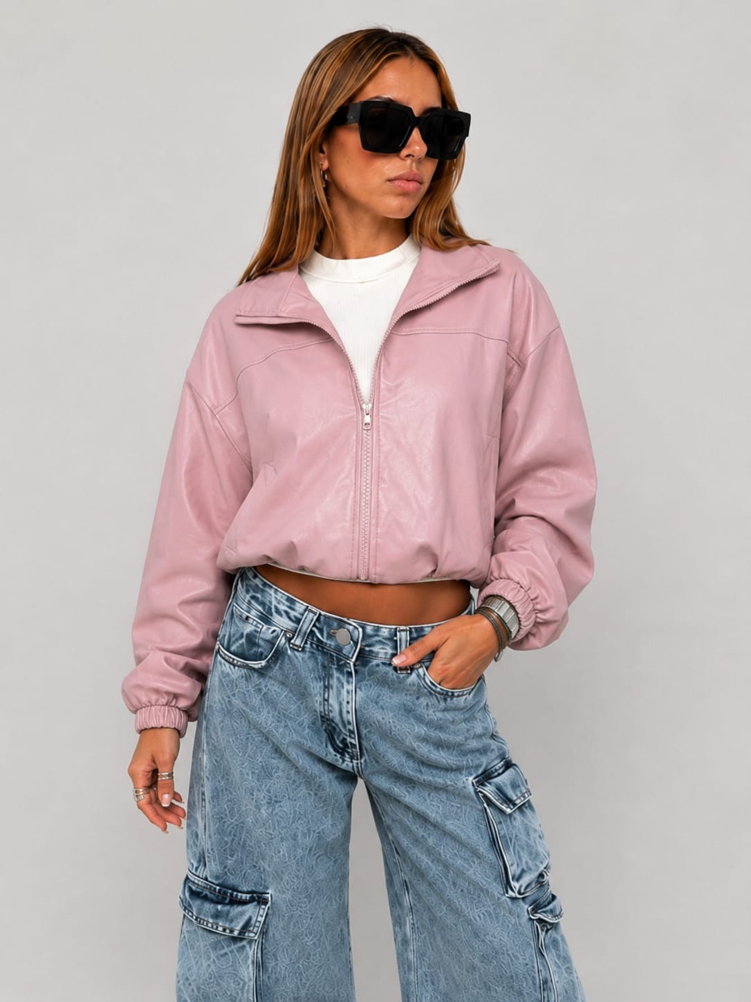 CASACA BOMBER OVERSIZE LOOK CASUAL PARA MUJER - 1