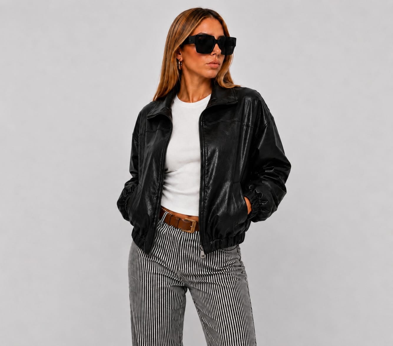 CASACA BOMBER OVERSIZE LOOK CASUAL PARA MUJER - 1