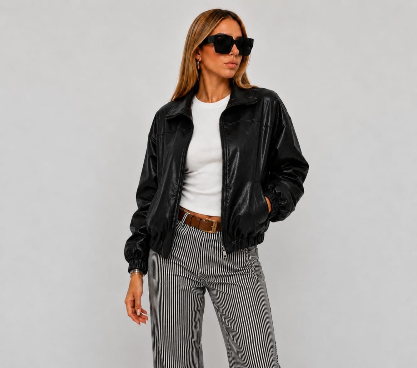 CASACA BOMBER OVERSIZE LOOK CASUAL PARA MUJER - 4