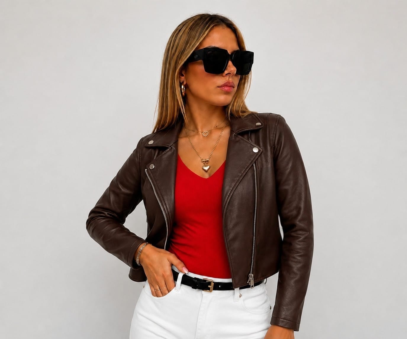 CASACA CUERINA MUJER ESTILO BIKER MODA URBANA - 1