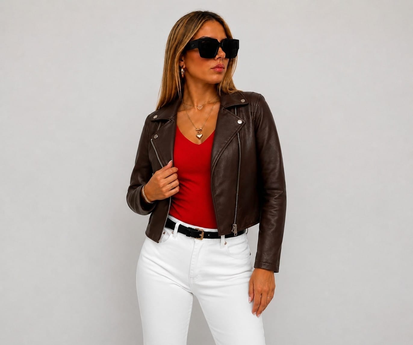 CASACA CUERINA MUJER ESTILO BIKER MODA URBANA - 3