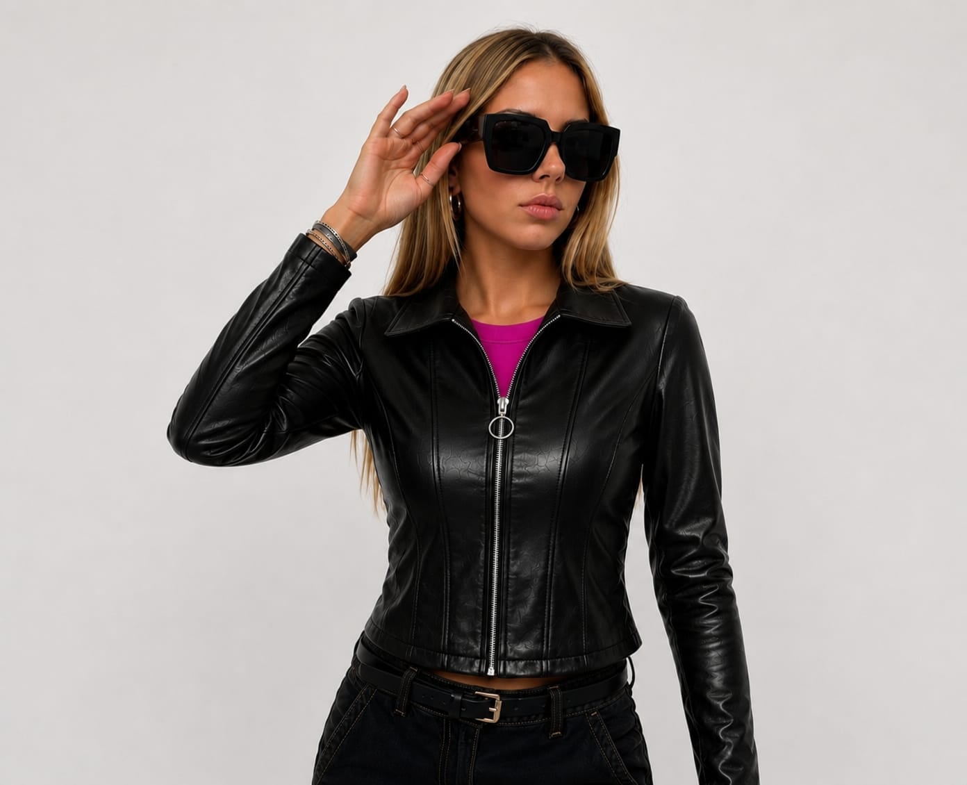 CASACA CENTRO DE CUERINA PARA MUJER - 1