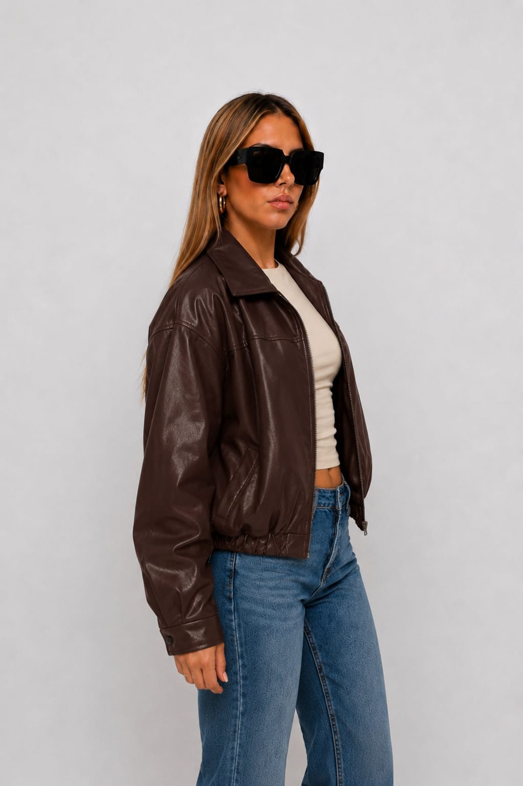 CASACA MODERNA OVERSIZE CUERINA DE MUJER - 2