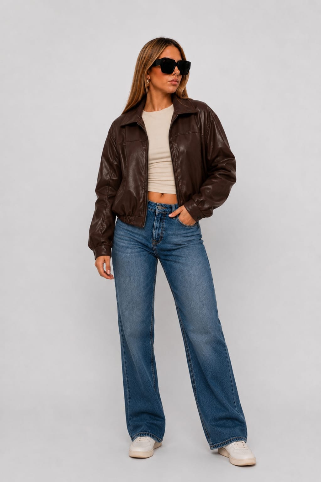 CASACA MODERNA OVERSIZE CUERINA DE MUJER - 3