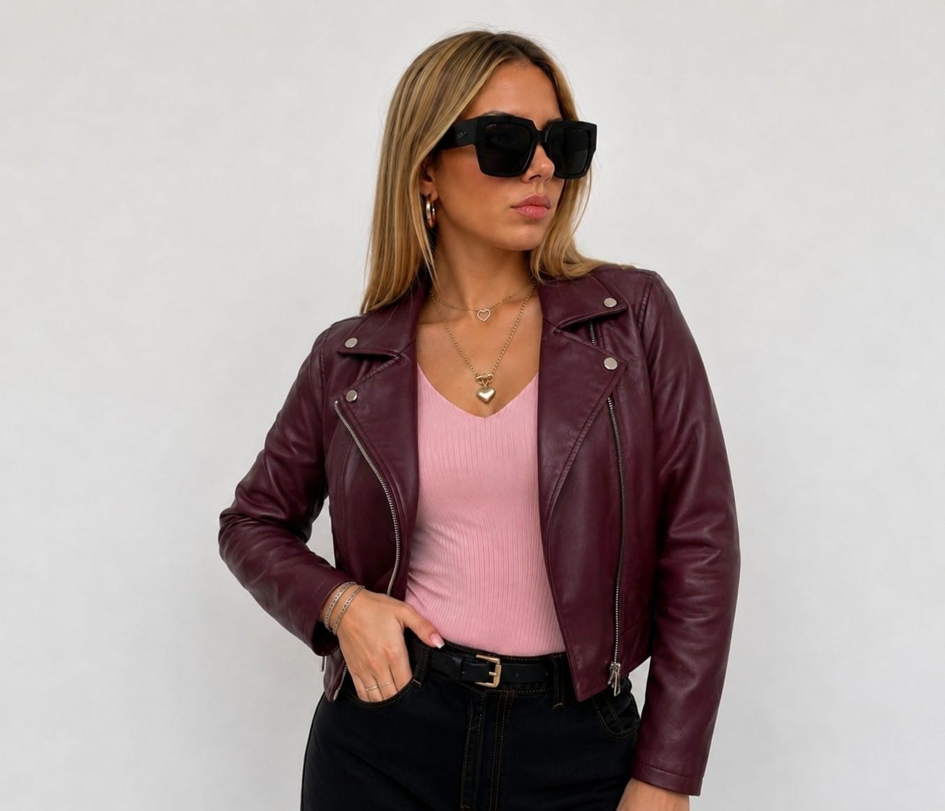 CASACA CUERINA MUJER ESTILO BIKER MODA URBANA - 1