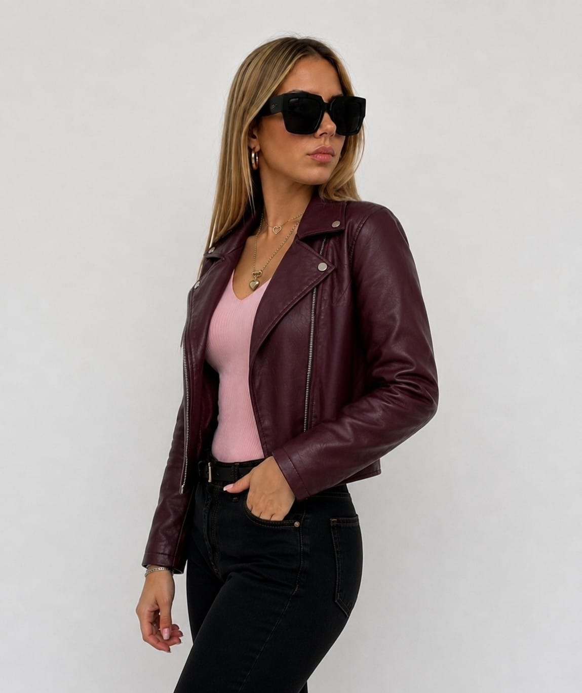 CASACA CUERINA MUJER ESTILO BIKER MODA URBANA - 2
