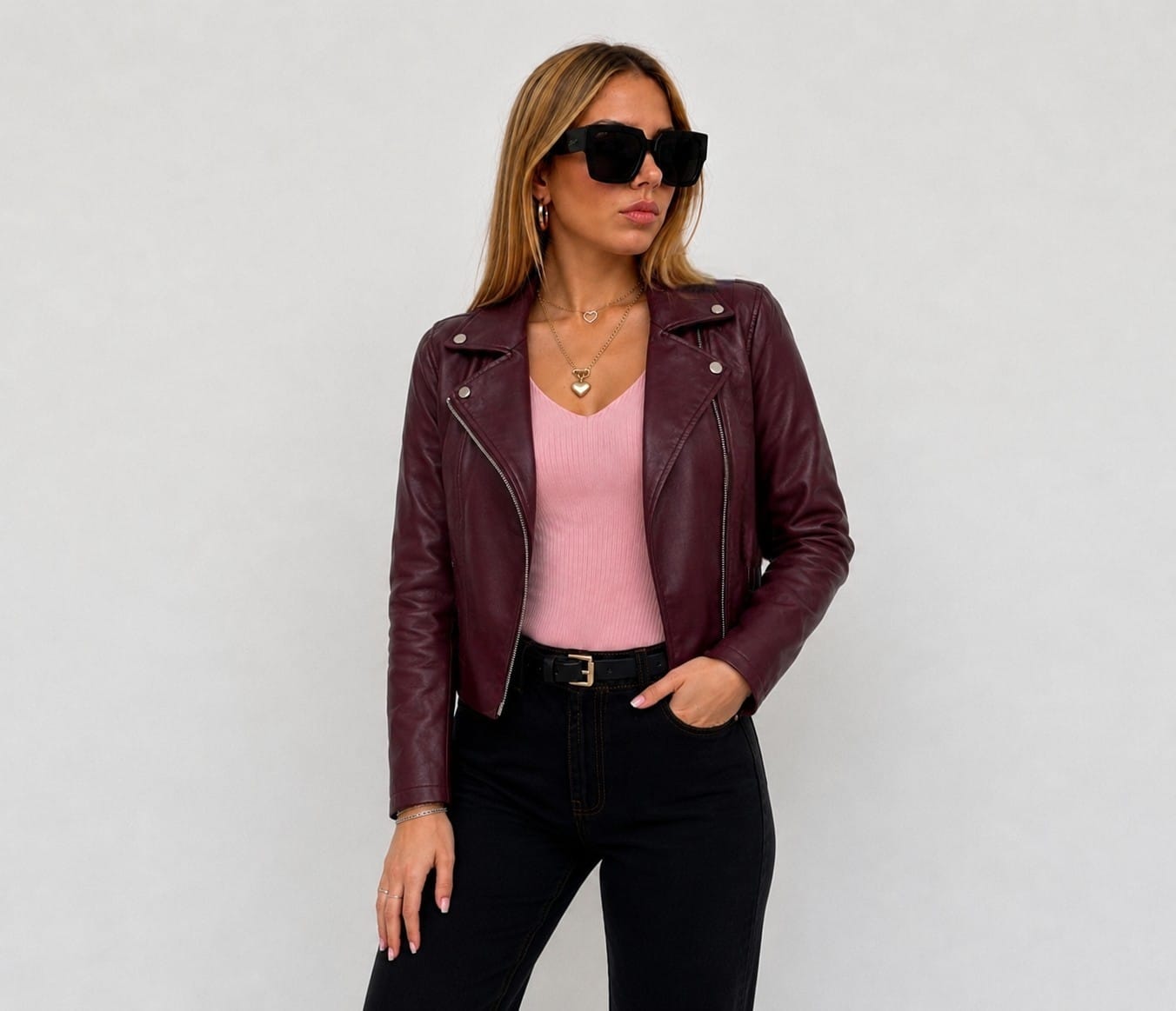 CASACA CUERINA MUJER ESTILO BIKER MODA URBANA - 3