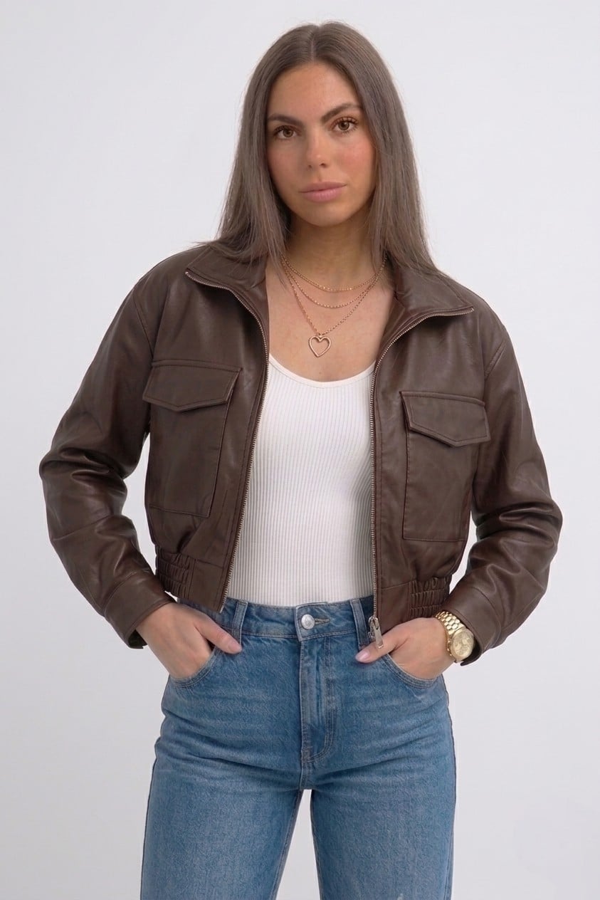CASACA CARGO OVERSIZE DE MUJER CUERINA - 1