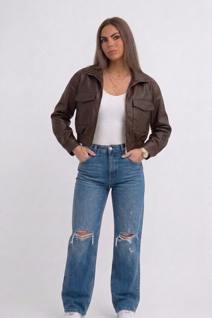 CASACA CARGO OVERSIZE DE MUJER CUERINA - 3
