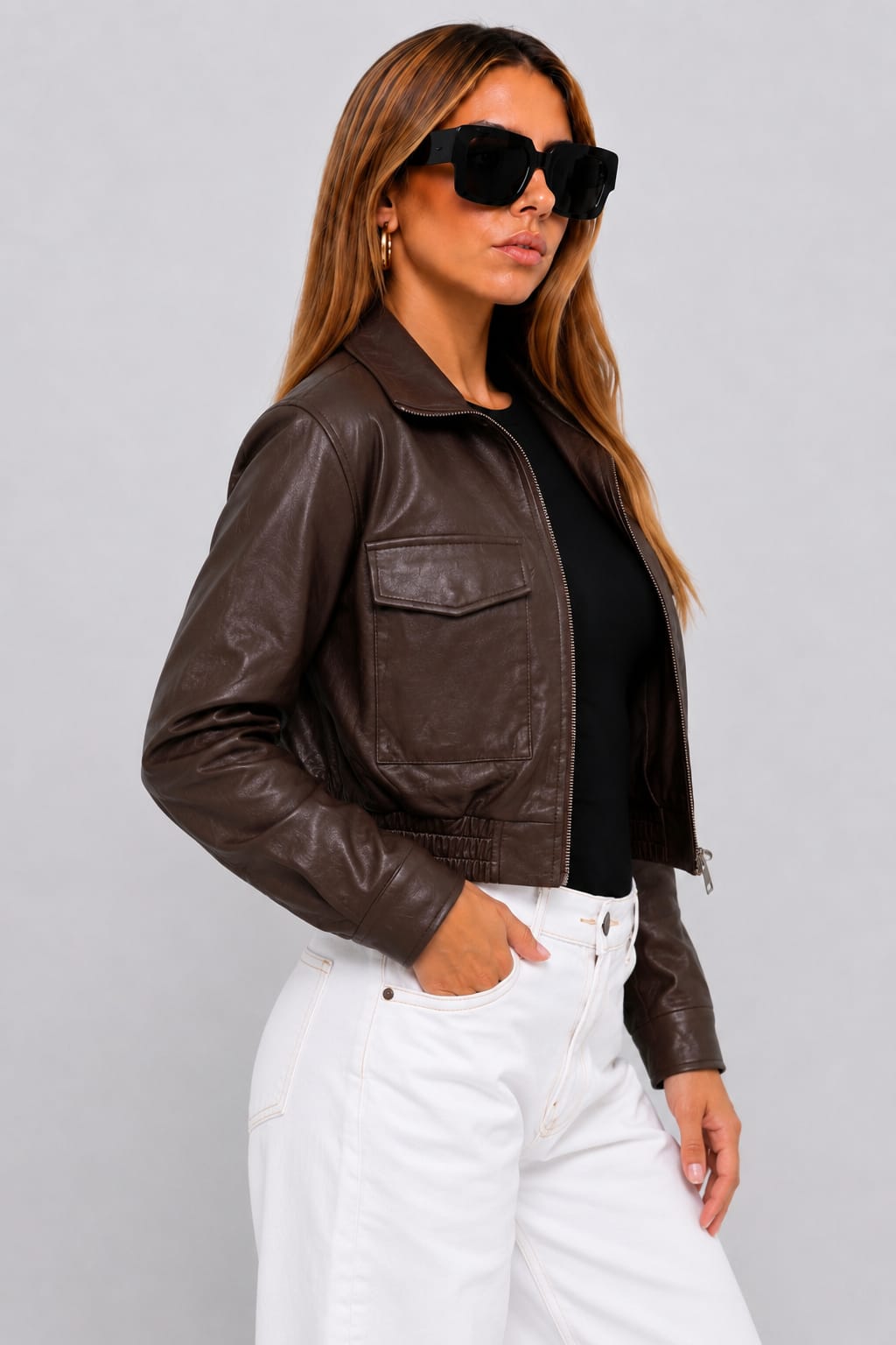 CASACA URBANA OVERSIZE CARGO DE CUERINA PARA MUJER - 2