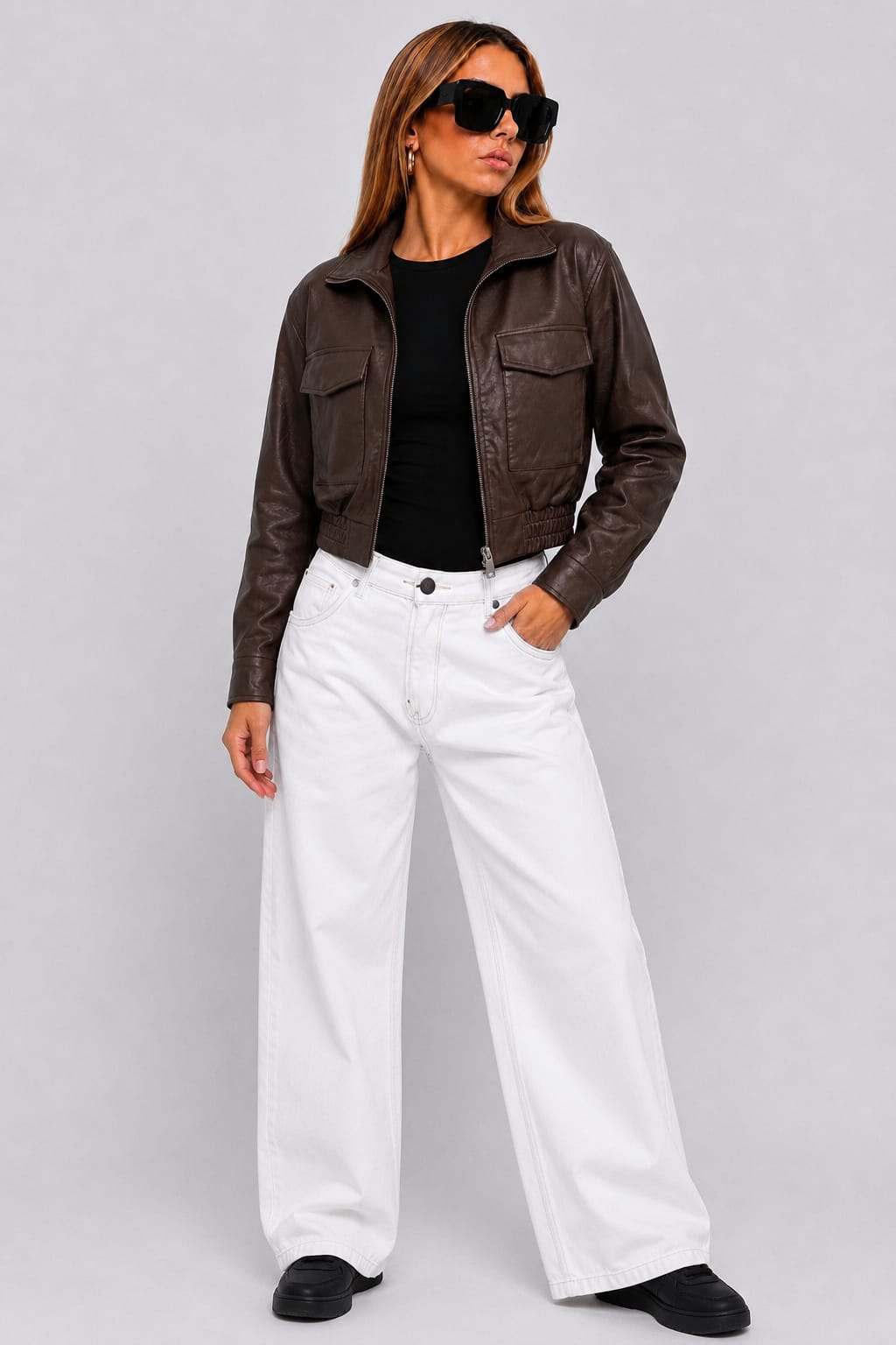 CASACA URBANA OVERSIZE CARGO DE CUERINA PARA MUJER - 3