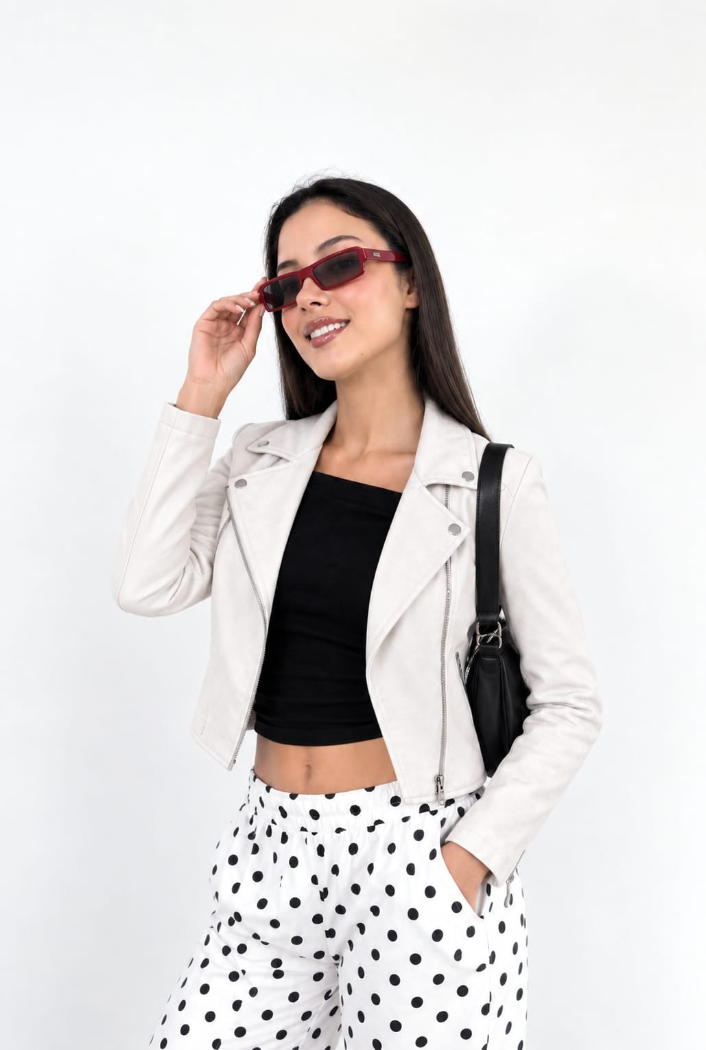 CASACA MUJER CUERINA BIKER ESTILO CASUAL - 1