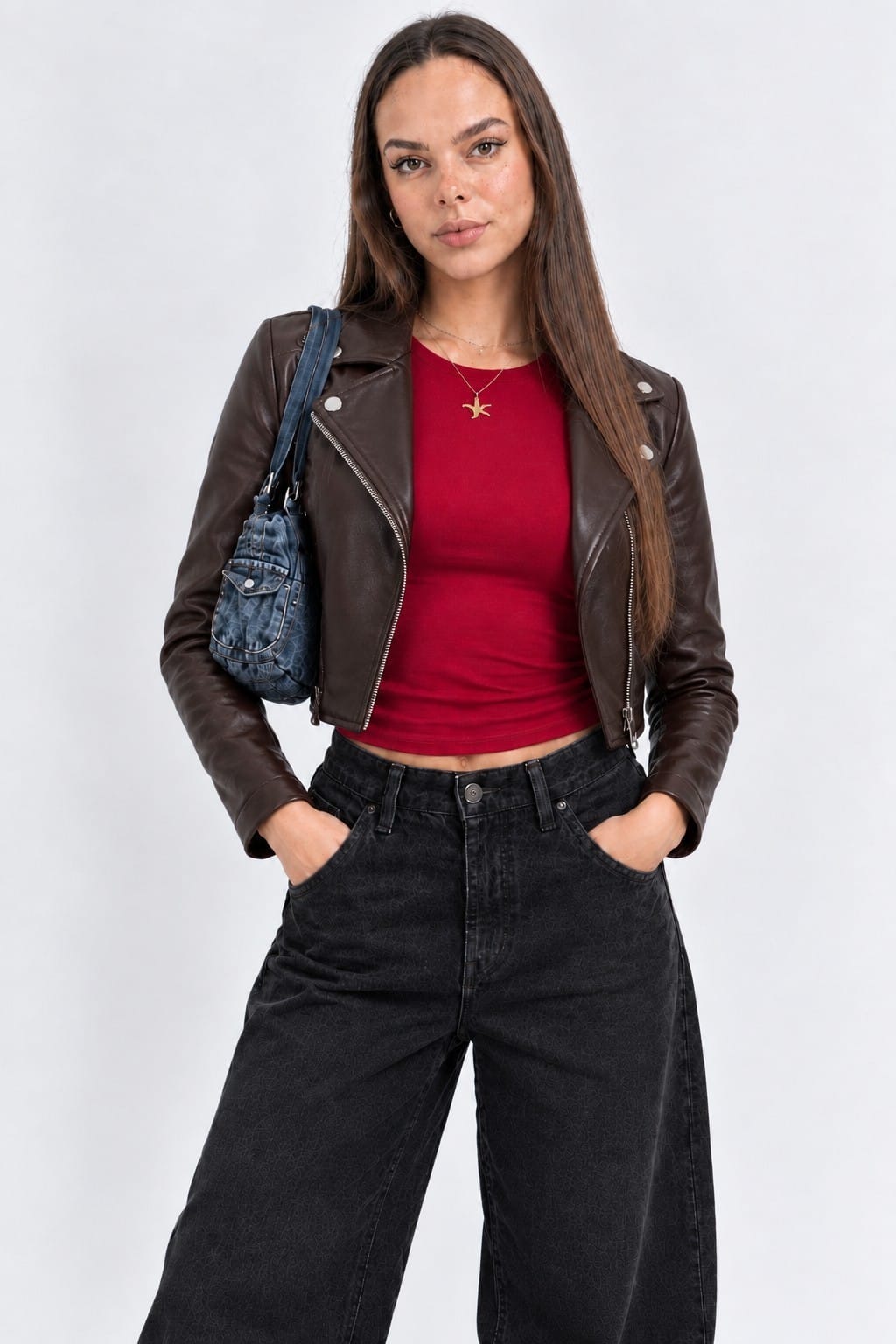CASACA CUERINA ESTILO CASUAL MARRON DE MUJER - 3