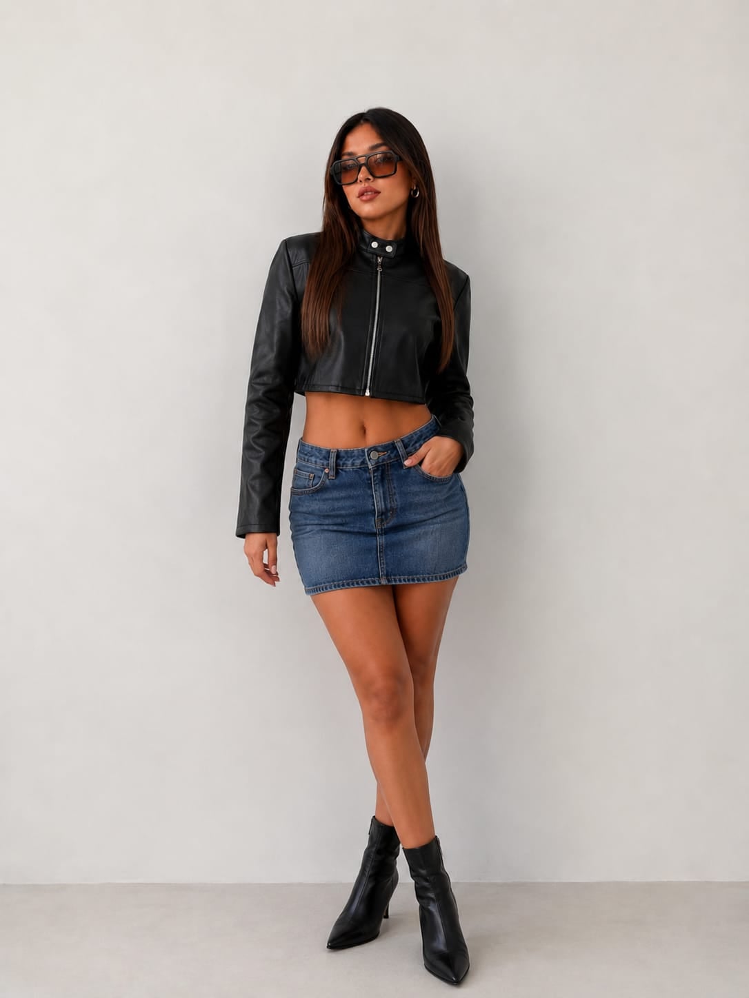 CASACA CUELLO CHINO CUERINA ESTILO URBANO DE MUJER - 2