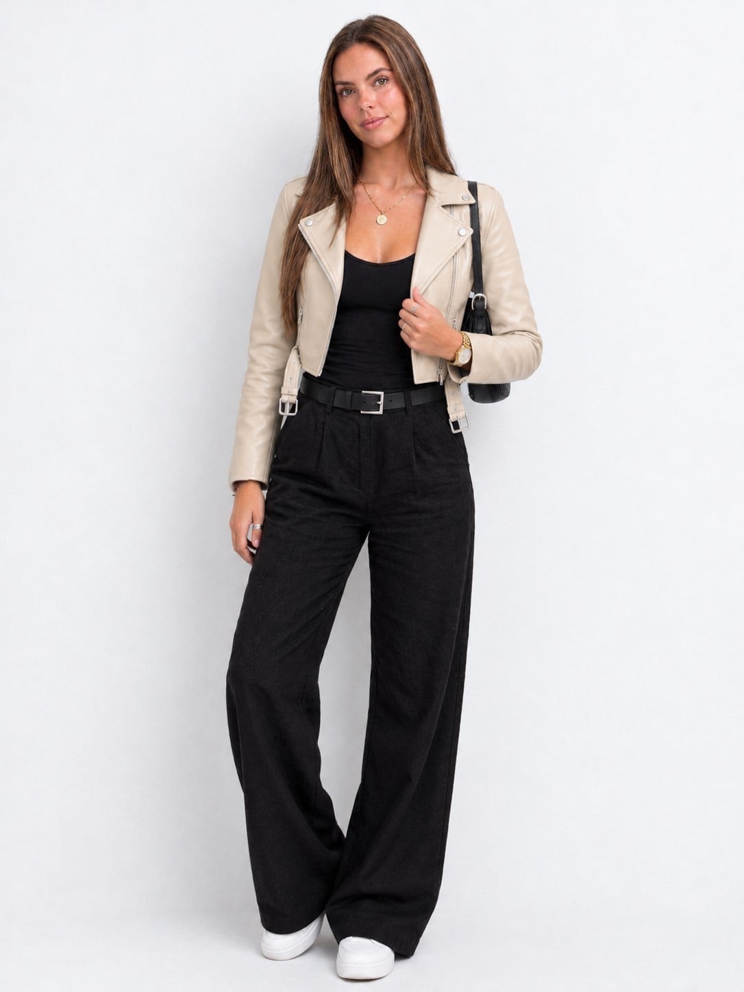 CASACA CROP CUERINA DE MUJER MODA - 2