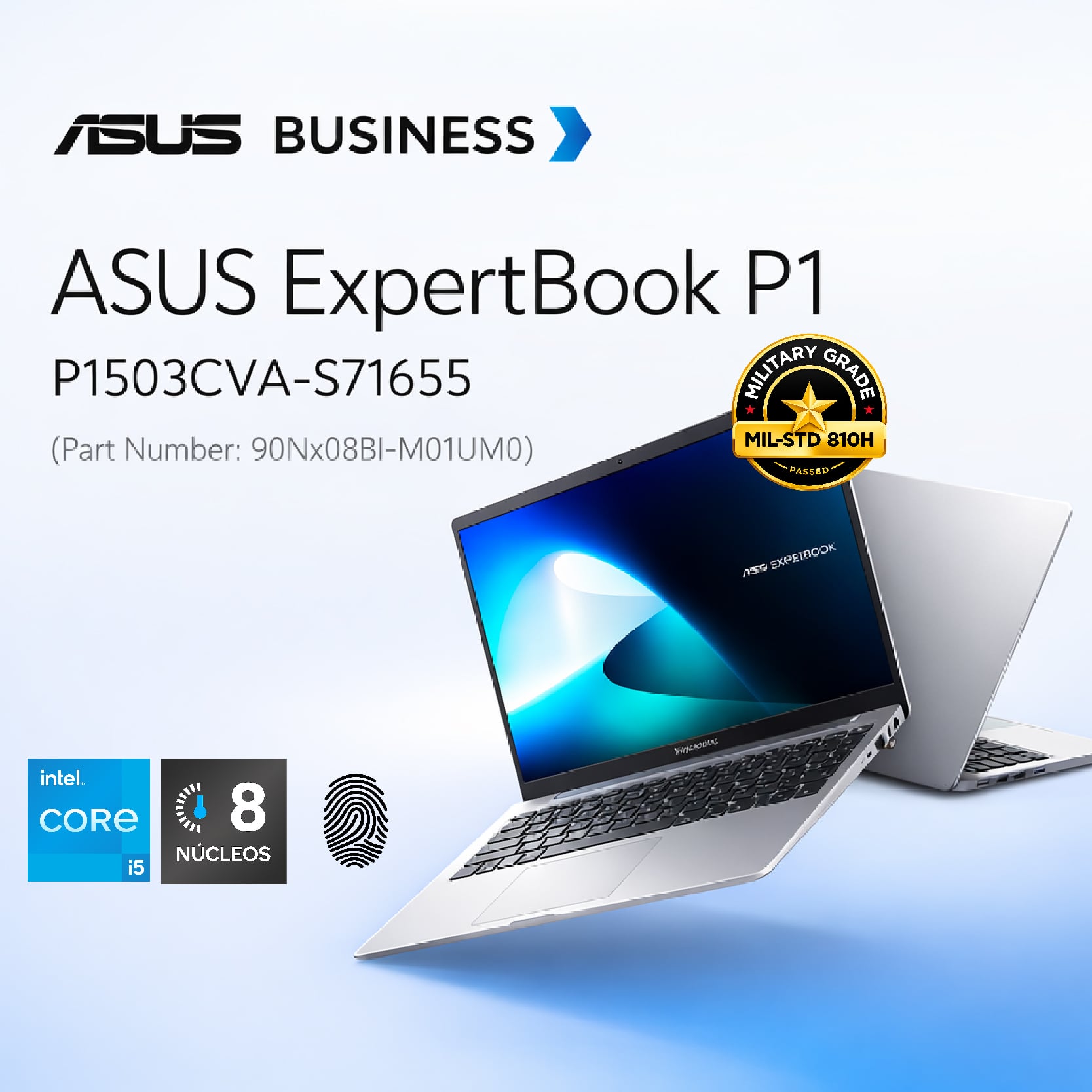 LAPTOP ASUS EXPERBOOK P1503CVA-S71655, PANTALLA 15.6' FHD INTEL CORE I5-13TH, RAM 16GB DDR5 (EXP.32GB) SSD 512GB - 2