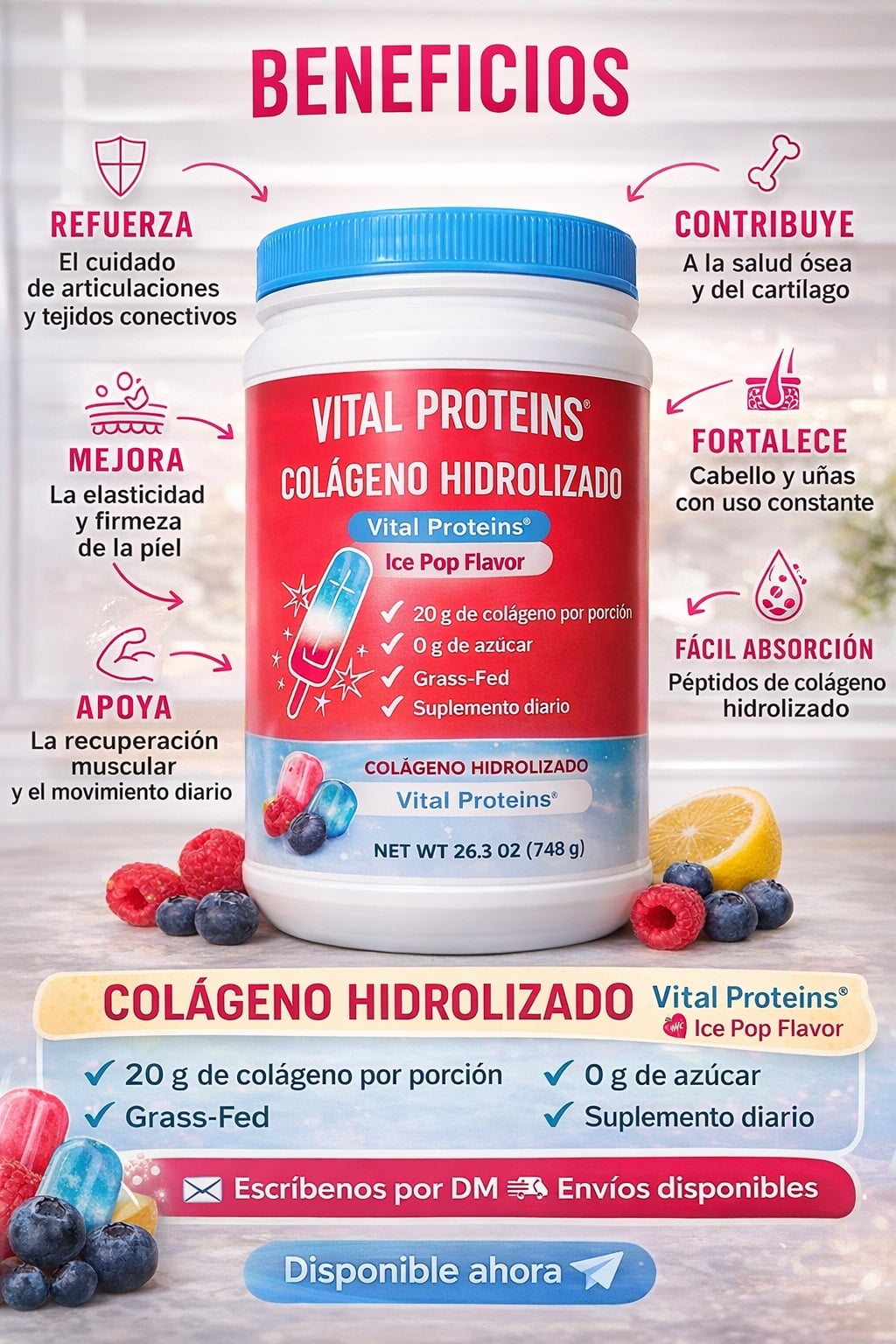 VITAL PROTEINS COLLAGEN PEPTIDES ICE POP EDICION LIMITADA 748G - 5