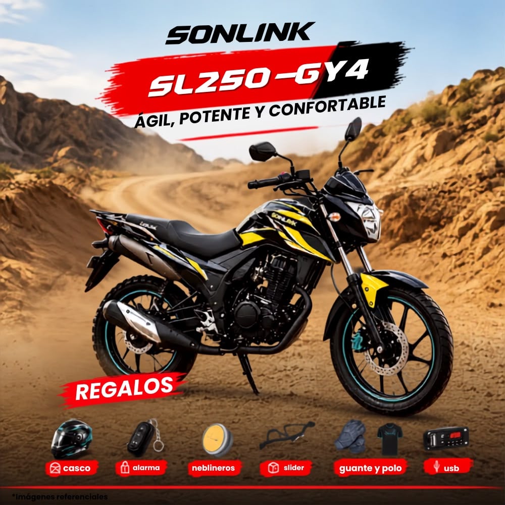 MOTO SONLINK SL250- GY4, 250CC, 17 HP, 6 VELOCIDADES NEGRO O ROJO - 10