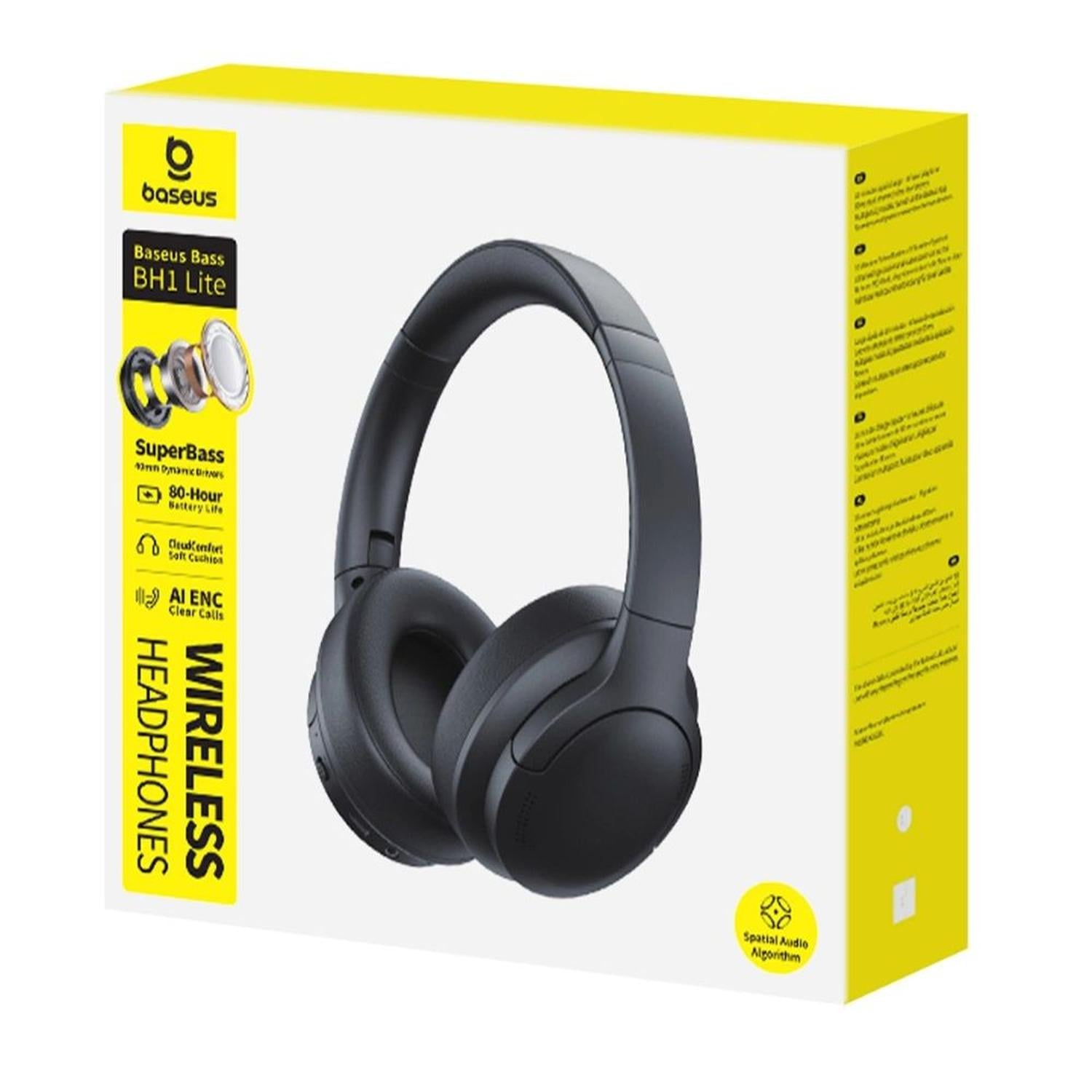 AUDIFONOS INALAMBRICOS BASEUS BH1 LITE HEADPHONES, BATERIA 80 HORAS, SUPERBASS, BLUETOOTH 6, LLAMADA - 4