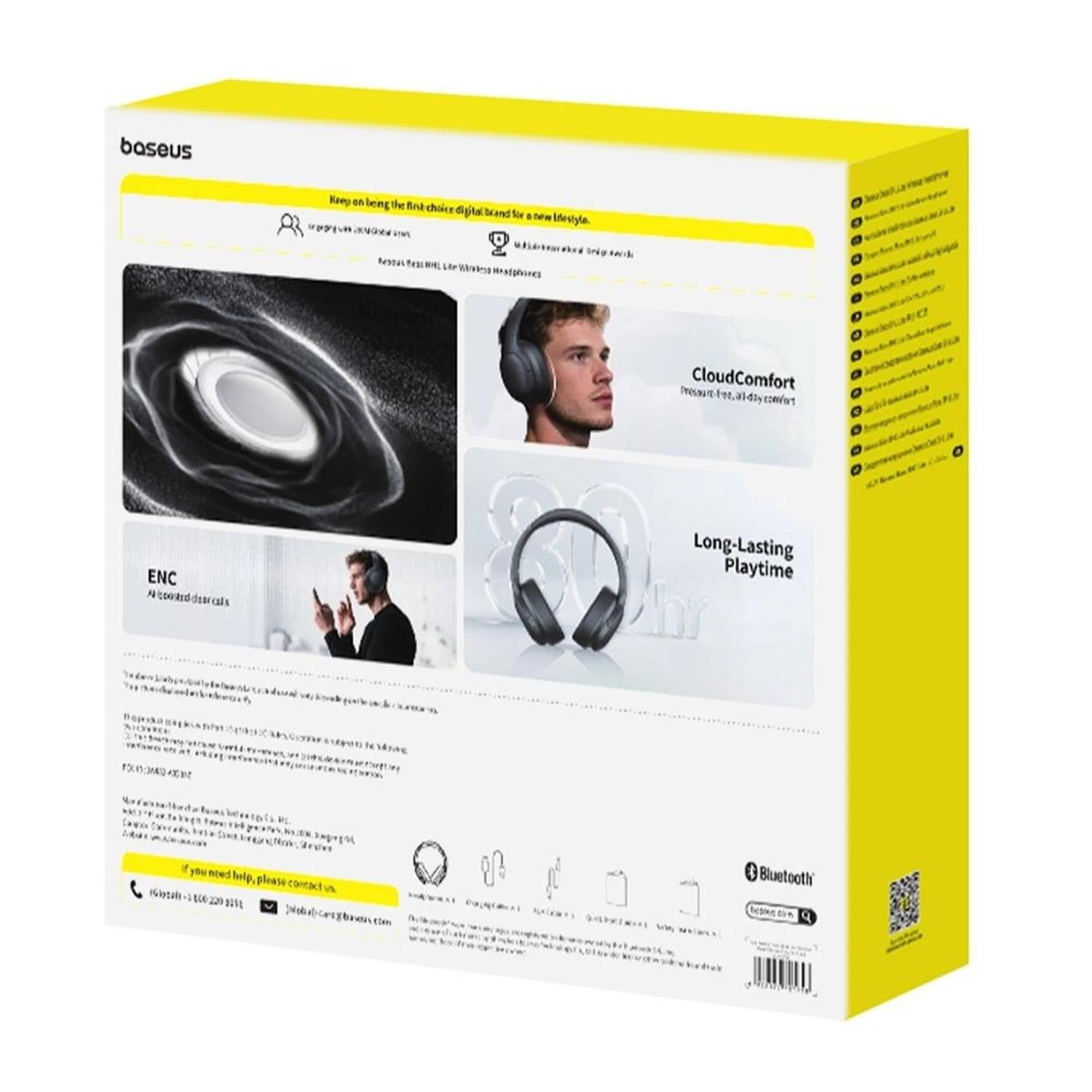 AUDIFONOS INALAMBRICOS BASEUS BH1 LITE HEADPHONES, BATERIA 80 HORAS, SUPERBASS, BLUETOOTH 6, LLAMADA - 5