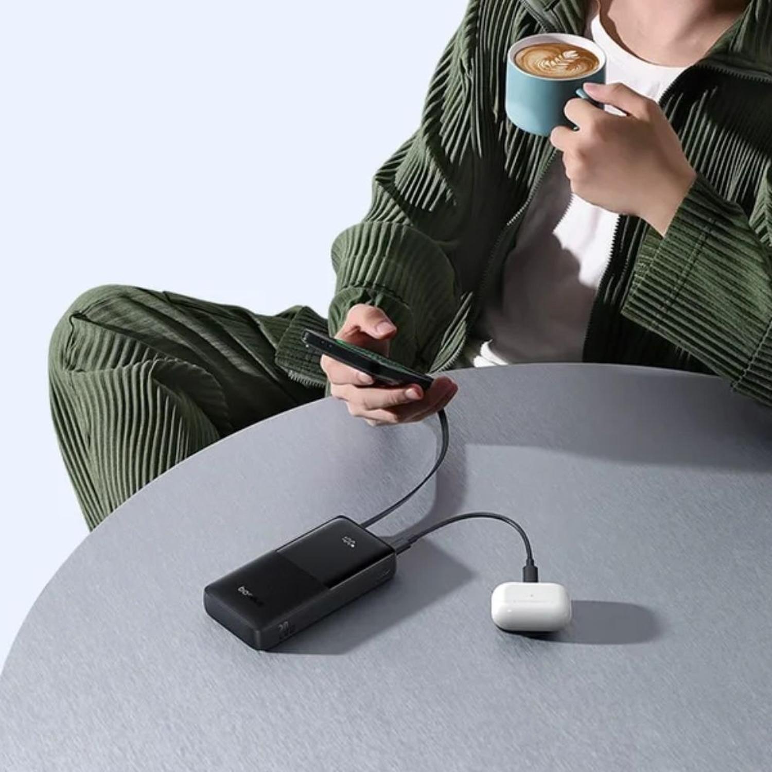 CARGADOR BASEUS POWERBANK BIPOW 2 20000 MAH 20W PANTALLA DIGITAL CABLE TIPO C - 5