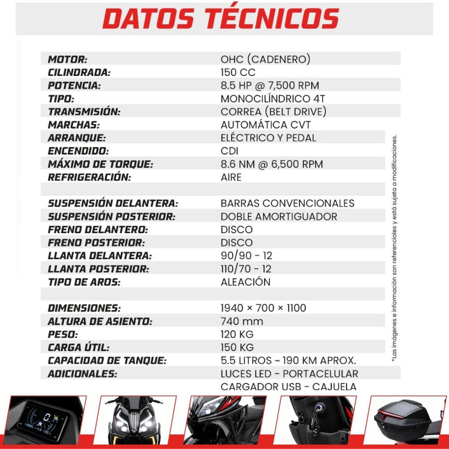 MOTO AUTOMÁTIA SONLINK SL150 T13 150 CC 8.5 HP SCOOTER URBANA FRENOS DISCO - 8