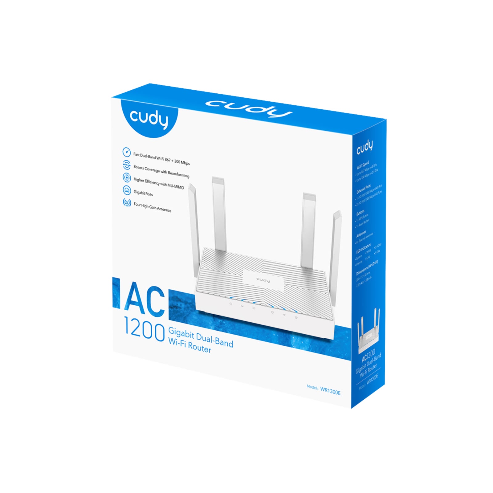 ROUTER REPETIDOR WIFI CUDY WR1300E AC1200 MESH DOBLE BANDA GIGABIT - 3