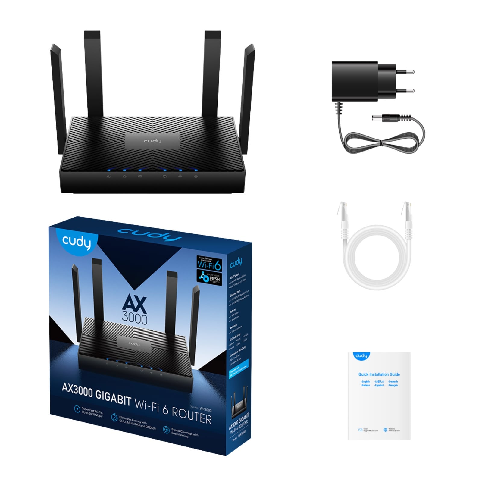 ROUTER REPETIDOR WI-FI CUDY WR3000 6 MESH AX3000 DOBLE BANDA GIGABIT NEGRO - 4