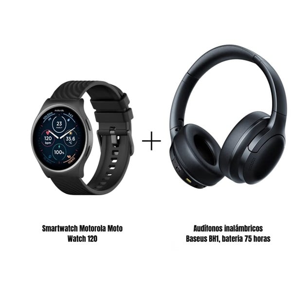 SMARTWATCH MOTO WATCH 120 + AUDIFONOS INALAMBRICO BASEUS BH1 LITE - 1