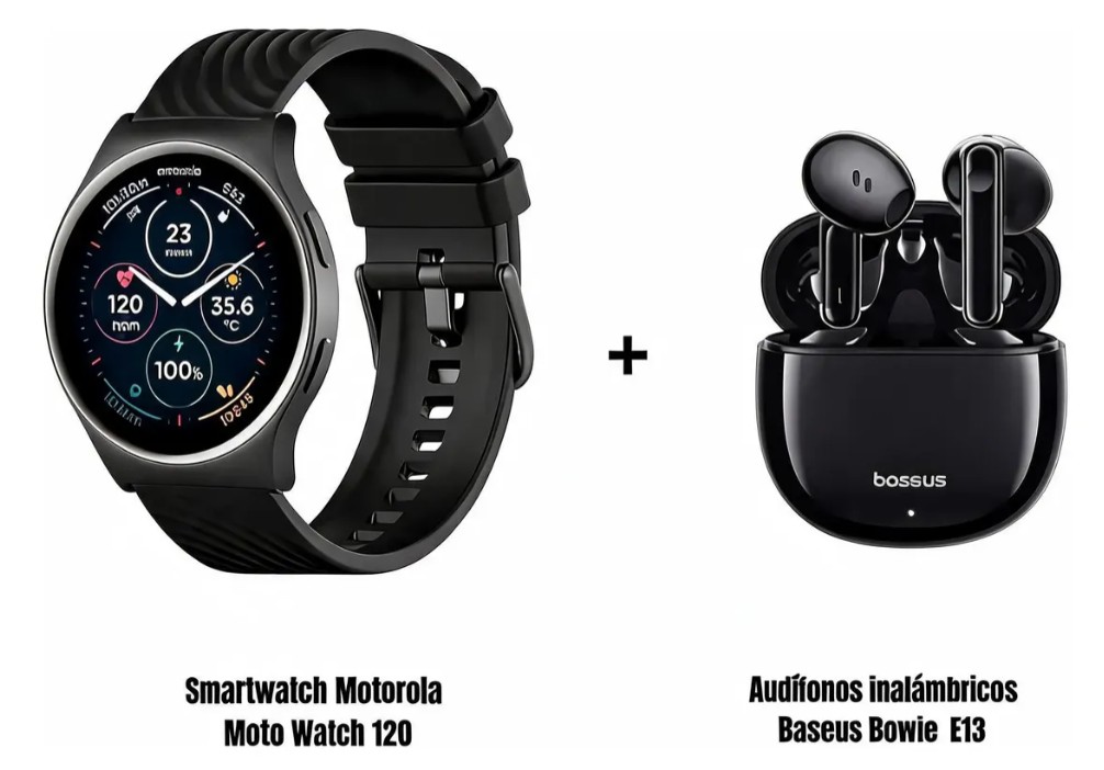 SMARTWATCH MOTO WATCH 120 + AUDÍFONOS BASEUS BOWIE E13 - 1