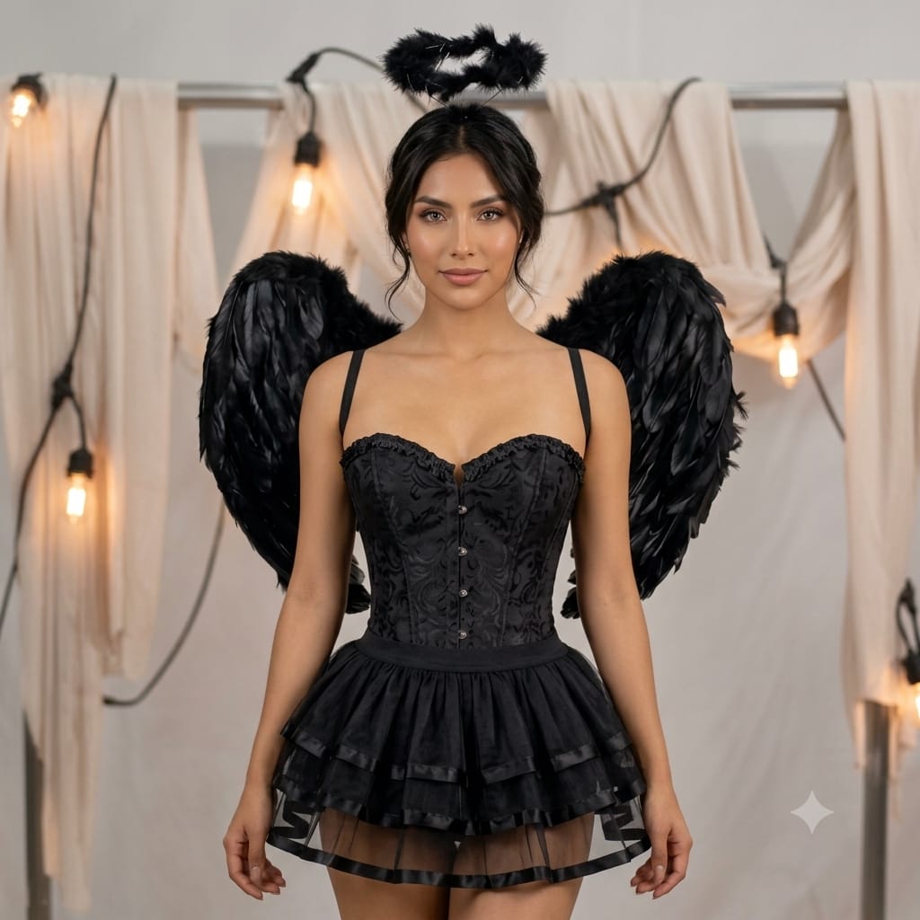 DISFRAZ ÁNGEL NEGRO TALLA STANDAR - 1