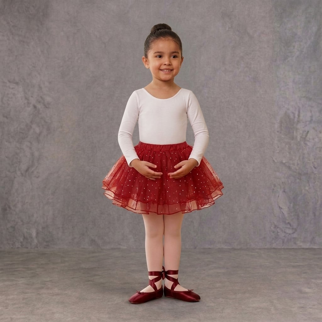 FALDA TUTU ROJO CON BRILLOS - 1
