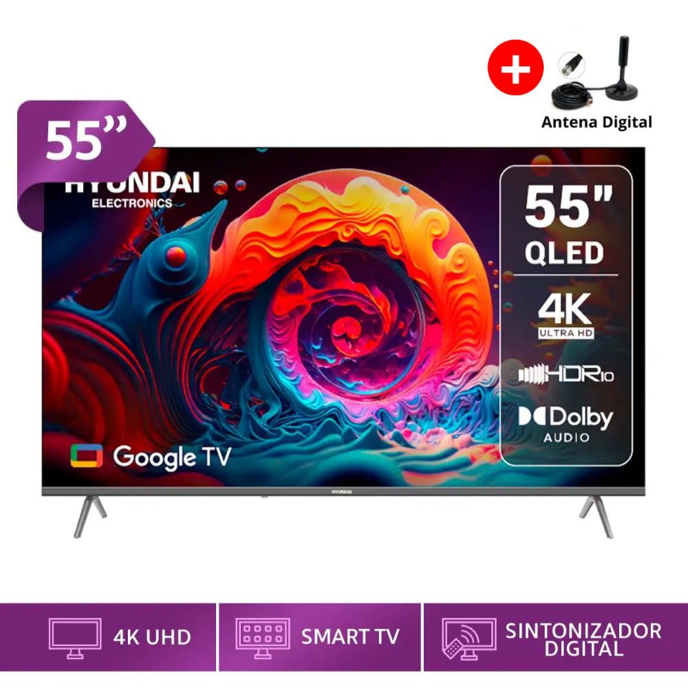 TELEVISOR SMART TV HYUNDAI QLED 55 HYLED5529QG - GOOGLE TV + ANTENA DIGITAL - 1