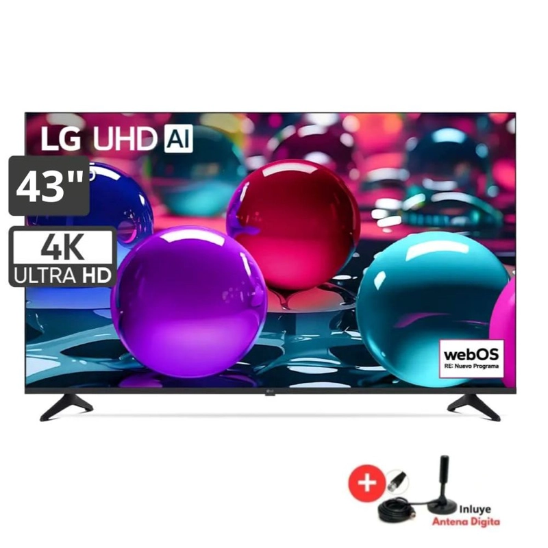 TELEVISOR SMART UHD 43 PULGADAS LG AI 4K 43UA7300PSB 2025 + ANTENA DIGITAL - 1