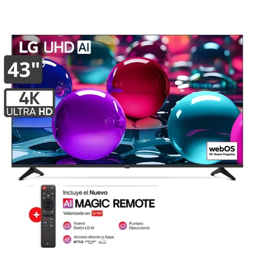 TELEVISOR SMART UHD 43 PULGADAS LG AI 4K 43UA7300PSB 2025 + MAGIC REMOTE - 1
