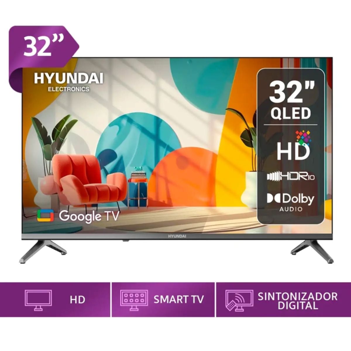 TELEVISOR 32'' HYUNDAI QLED GOOGLE TV HYLED3259QG 2025 - 1