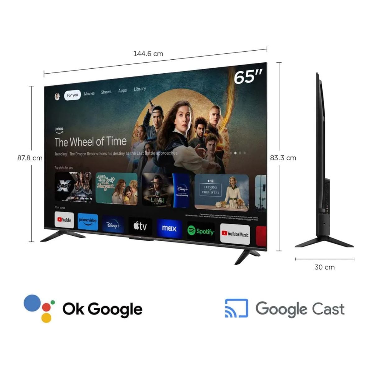 TELEVISOR 65'' UHD 4K TCL GOOGLETV 65V6C 2025 + ANT + RACK - 2