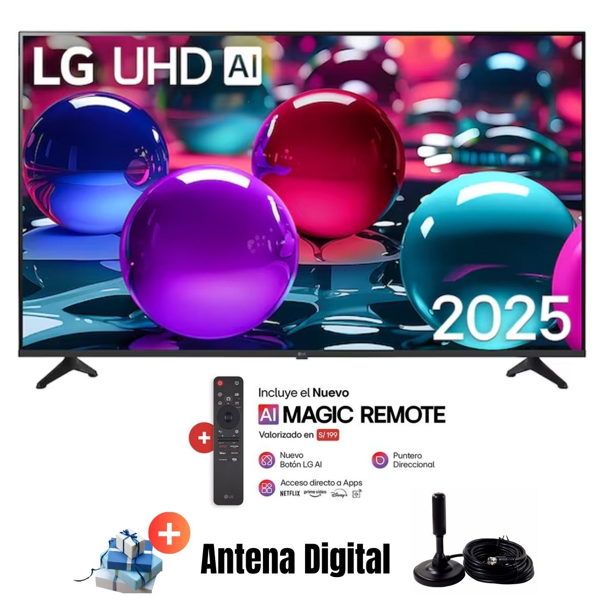 TELEVISOR 65'' LG UHD 4K WEBOS THINQ AI 65UA7300PSB 2025 + MAGIC + ANT - 1