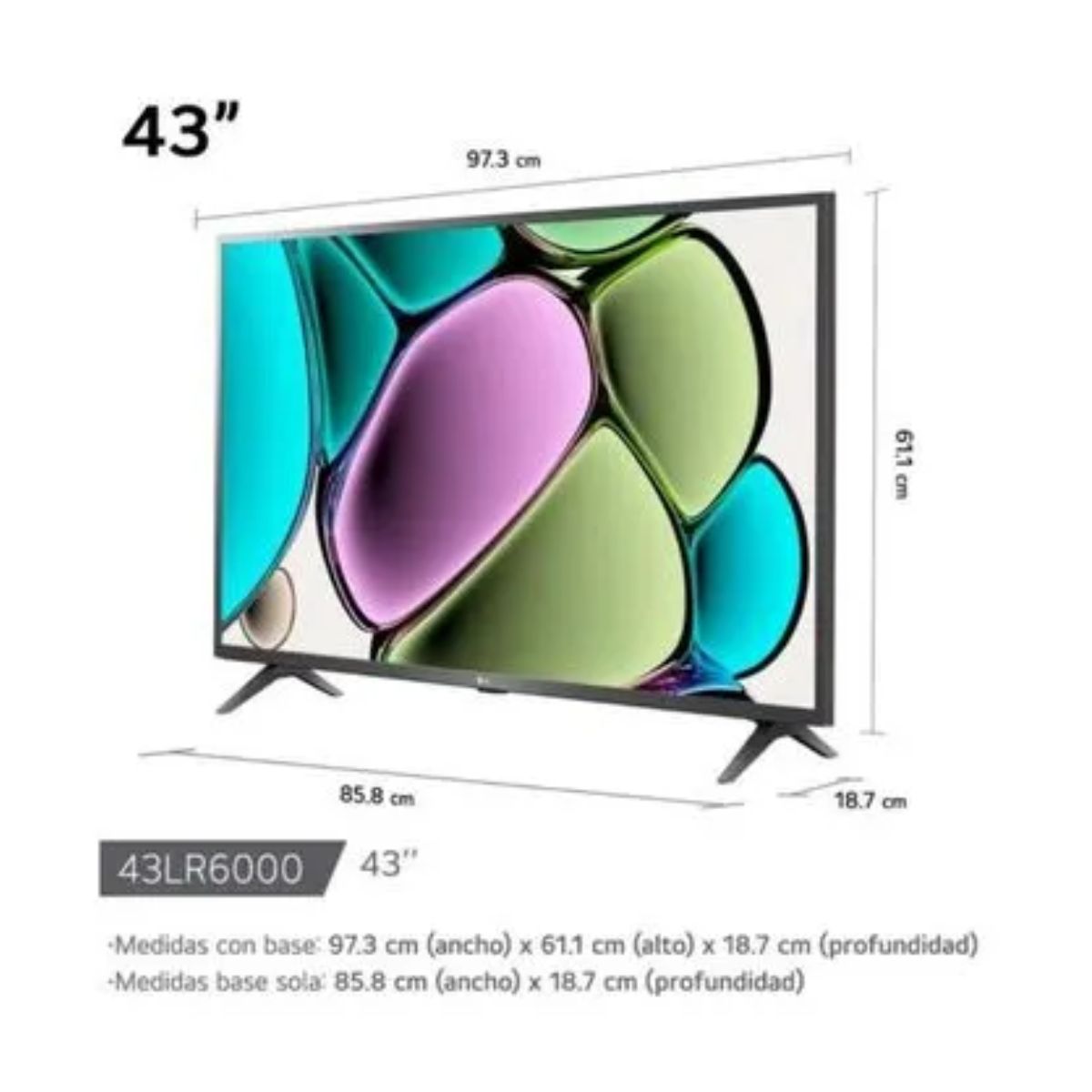 TELEVISOR 43'' LG SMART TV FHD WEBOS 43LR600PSA + ANT + RACK FIJO - 2