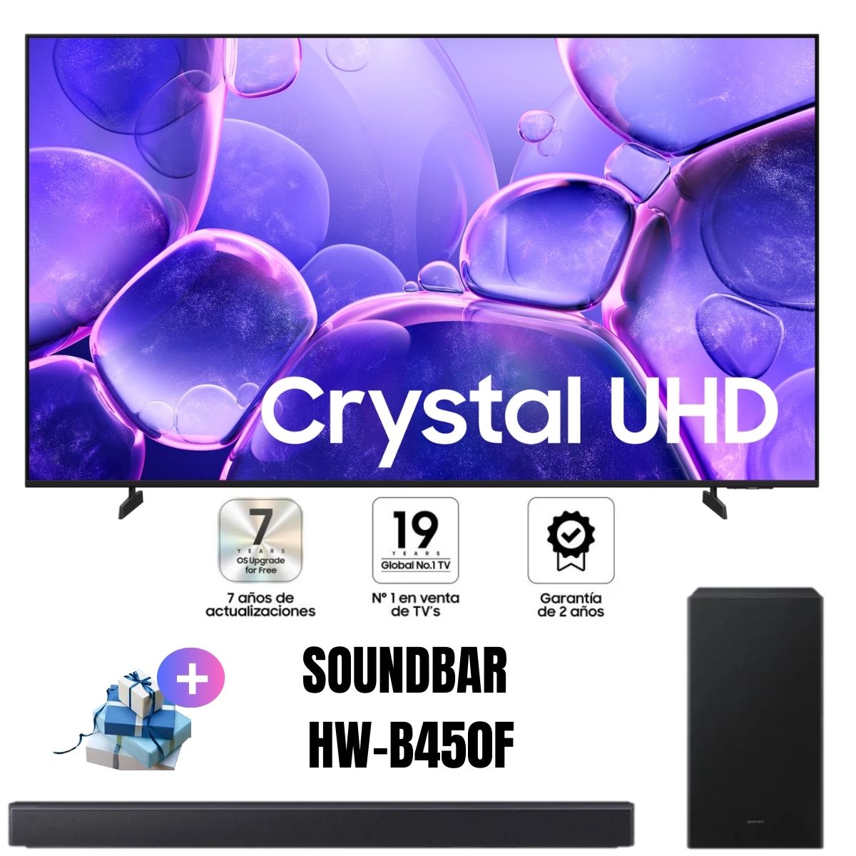 TELEVISOR SAMSUNG 75'' CRYSTAL UHD 4K UN75U8000FGXPE 2025 + Soundbar HW-B450F - 1