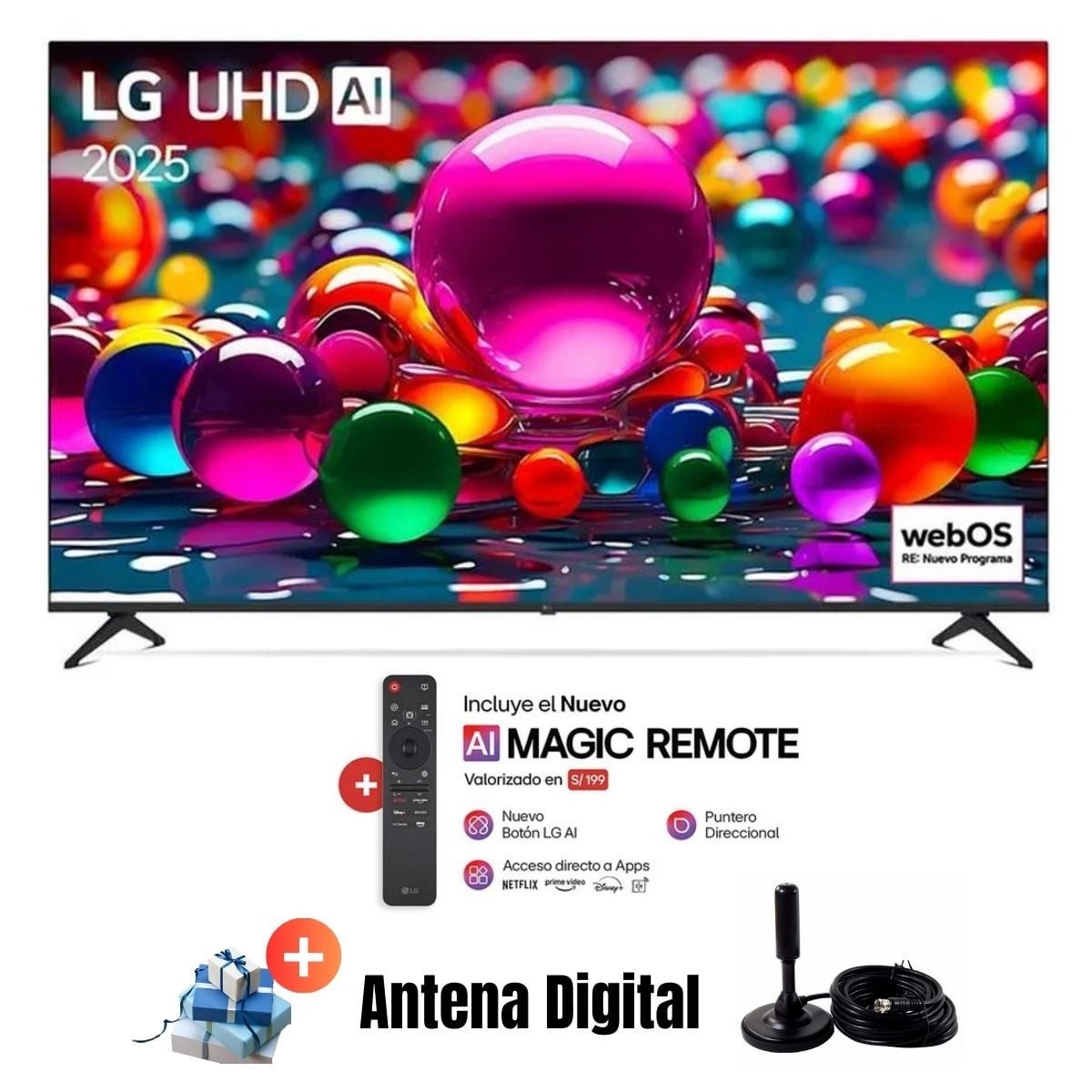 TELEVISOR 75'' LG UHD 4K WEBOS 75UA8050PSA 2025 + MAGIC + ANTENA - 1