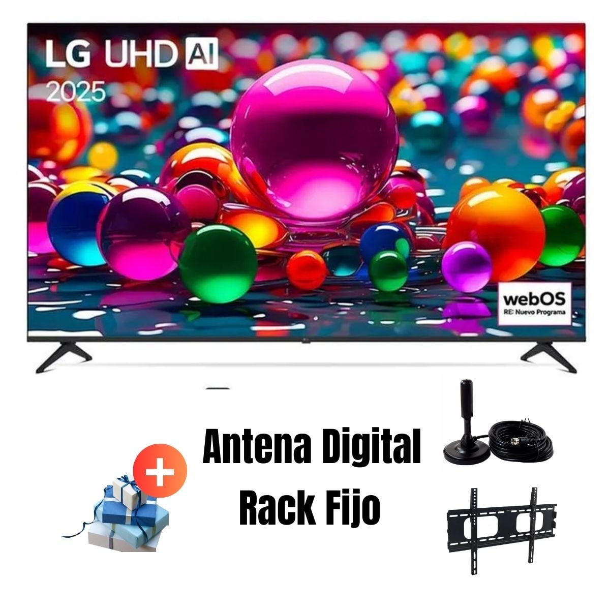TELEVISOR LG 75'' UHD 4K WEBOS 75UA8050PSA 2025 + MAGIC + ANT + RACK FIJO - 1