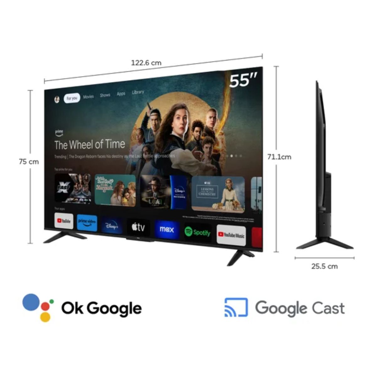 TELEVISOR 55'' TCL UHD 4K 55P6K GOOGLE TV 2025 - 2