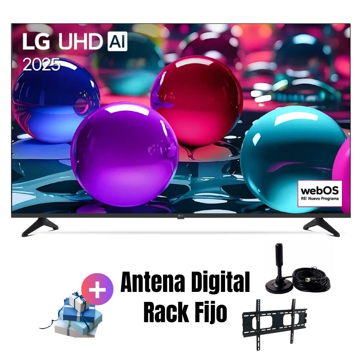TELEVISOR 50'' LG UHD 4K WEBOS 50UA7300PSB 2025 + ANT + RACK FIJO - 1