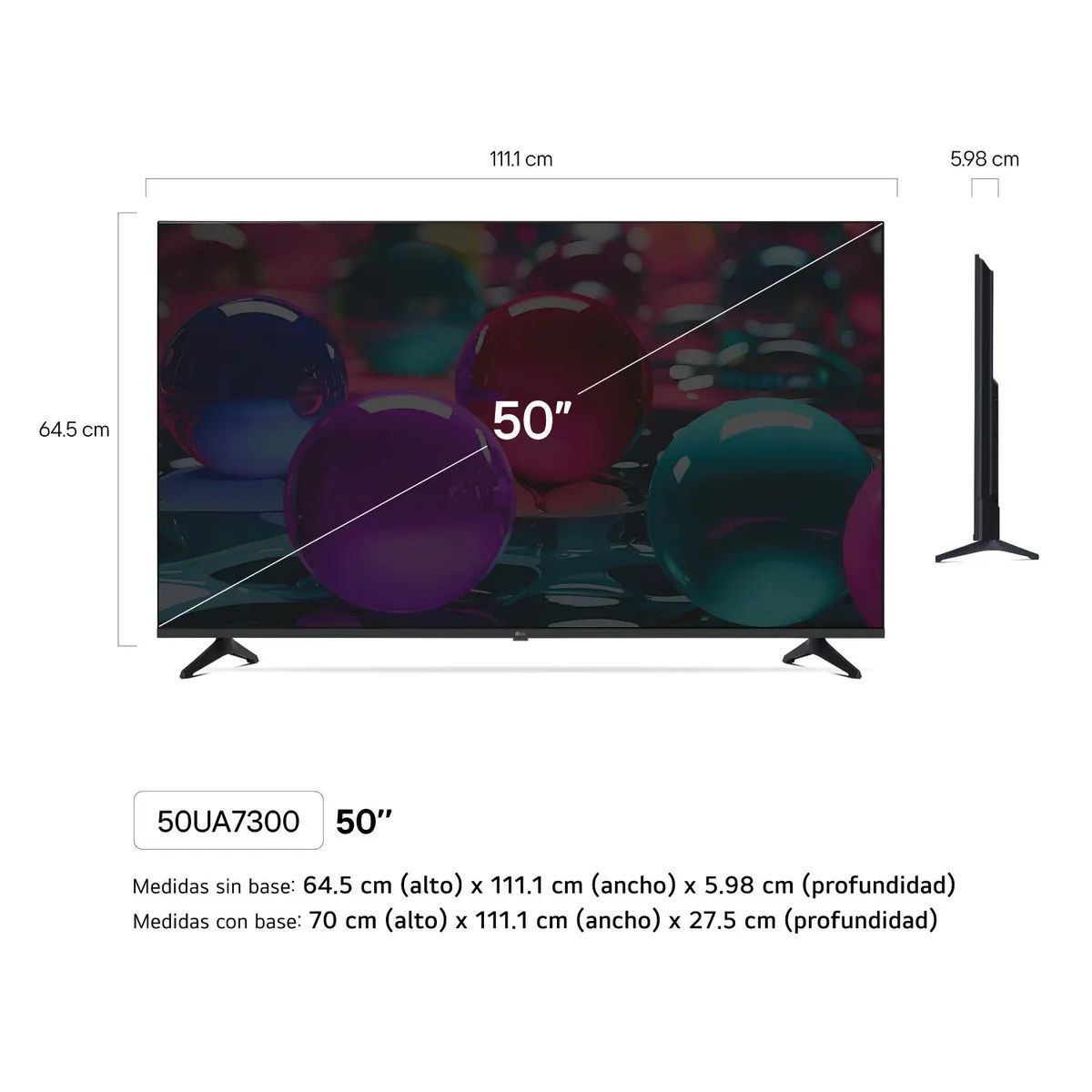 TELEVISOR 50'' LG UHD 4K WEBOS 50UA7300PSB 2025 + ANT + RACK FIJO - 2