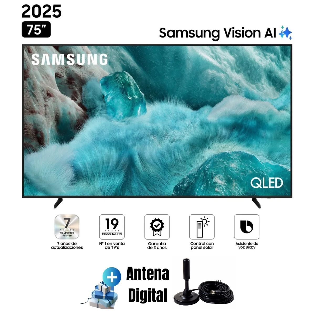 TELEVISOR SAMSUNG 75'' UHD 4K QLED QN75Q7FAAGXPE VISION AI 2025 + ANT - 1