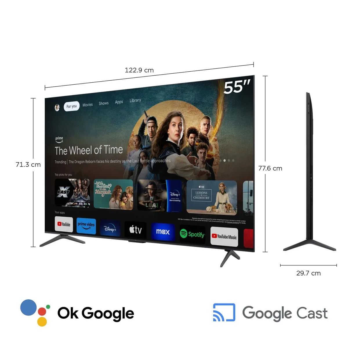 TELEVISOR TCL 55'' QD-MINILED UHD 4K GOOGLE TV 55C6KS 2025 - 2