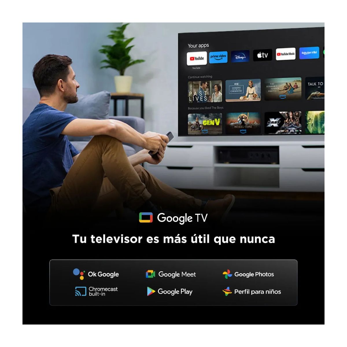 TELEVISOR TCL 55'' QD-MINILED UHD 4K GOOGLE TV 55C6KS 2025 + ANT + SOUNDBAR - 8